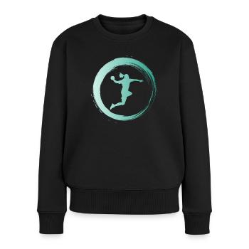 Sporty Hobby Leidenschaft Handball - Frauen Premium Bio Pullover - Schwarz - Vorne - Julia (174cm)