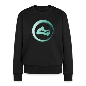 Sporty Hobby Leidenschaft Weitsprung - Frauen Premium Bio Pullover - Schwarz - Vorne - Julia (174cm)