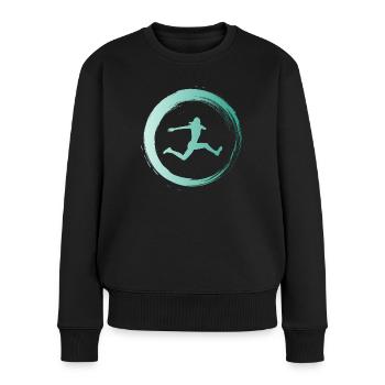 Sporty Hobby Leidenschaft Dreisprung - Frauen Premium Bio Pullover - Schwarz - Vorne - Julia (174cm)
