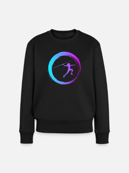 Sporty Hobby Leidenschaft Speerwurf - Frauen Premium Bio Pullover - Schwarz