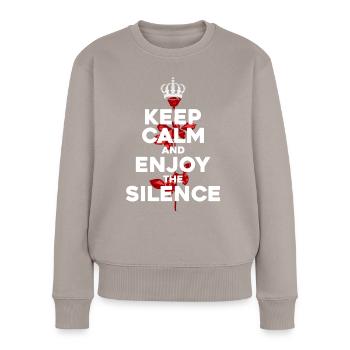 Keep Calm Grafik - Frauen Premium Bio Pullover - Taupe - Vorne - Julia (174cm)