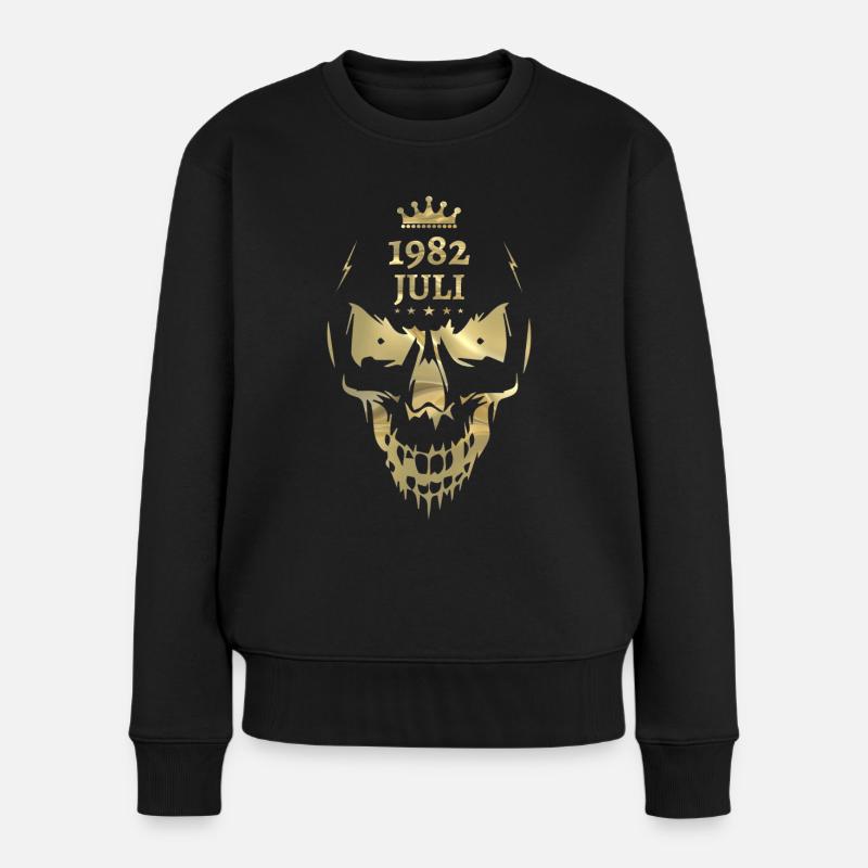 Juli 1982 Totenkopf Gold - Frauen Premium Bio Pullover - Schwarz