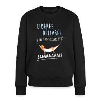 Femme Retraite Humour Maman Collègue De Travail - Pull Premium bio Femme - noir - Devant - Julia (174cm)