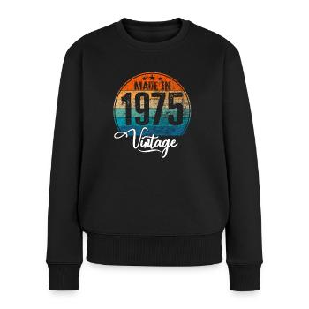Vintage Made in 1975 Geburtsjahr 1975 Geburtstag - Frauen Premium Bio Pullover - Schwarz - Vorne - Julia (174cm)