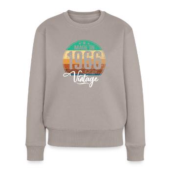 Vintage Made in 1966 Geburtsjahr 1966 Geburtstag - Frauen Premium Bio Pullover - Taupe - Vorne - Julia (174cm)