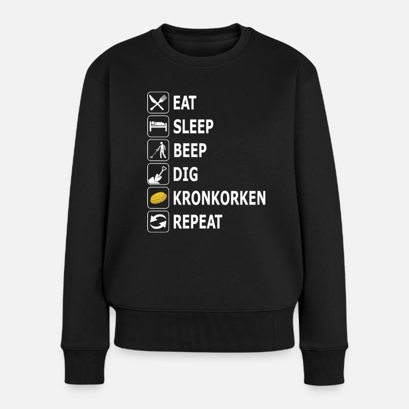 sondeln, Sondengänger, Kronkorken, Metallsuche - Frauen Premium Bio Pullover - Schwarz