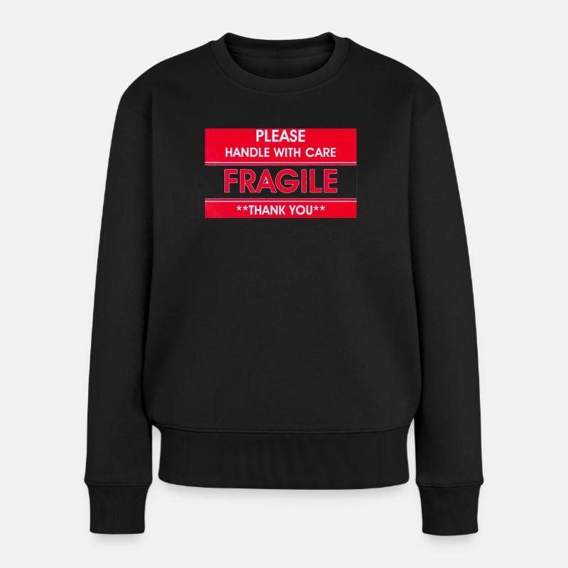 zerbrechlich zerbrechlich diese Seite nach oben - Frauen Premium Bio Pullover - Schwarz