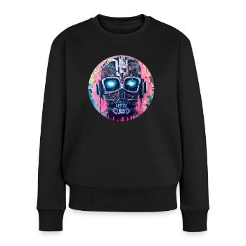 Cyber Roboter - Frauen Premium Bio Pullover - Schwarz - Vorne - Julia (174cm)