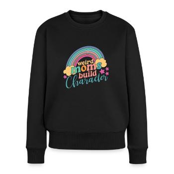 #MOMLIFE Mama Design Mutterherz Mutterlieb - Frauen Premium Bio Pullover - Schwarz - Vorne - Julia (174cm)
