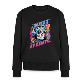 Just a Girl - Golden Eye - Frauen Premium Bio Pullover - Schwarz - Vorne - Julia (174cm)