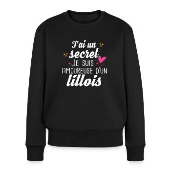 Lillois Lille Femme Amoureuse Cadeau Amour Humour - Pull Premium bio Femme - noir - Devant - Julia (174cm)
