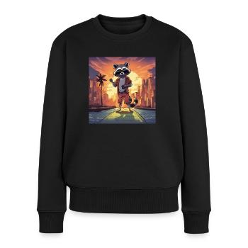 Raton laveur épique IV - Pull Premium bio Femme - noir - Devant - Julia (174cm)