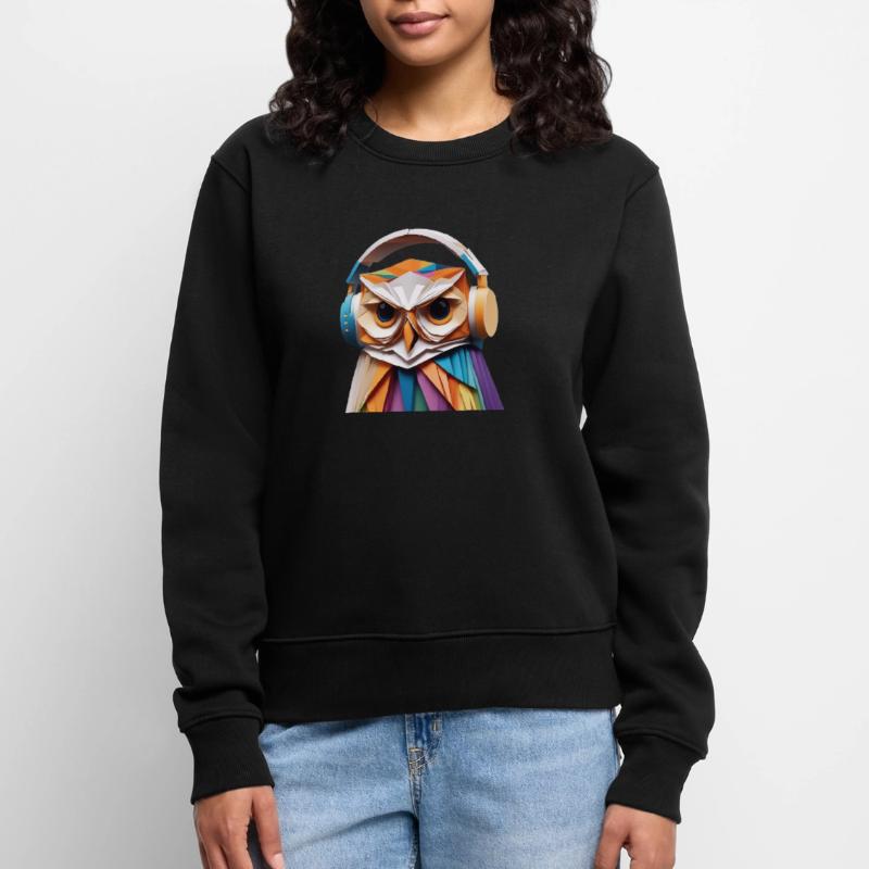 Coole Eule mit Kopfhörer Frauen Premium Bio Pullover