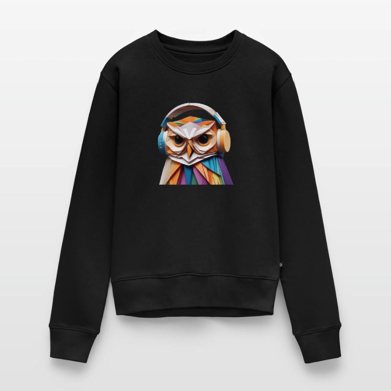 Coole Eule mit Kopfhörer Frauen Premium Bio Pullover