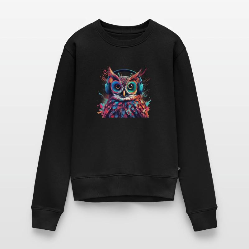 Coole Eule mit Kopfhörer Frauen Premium Bio Pullover