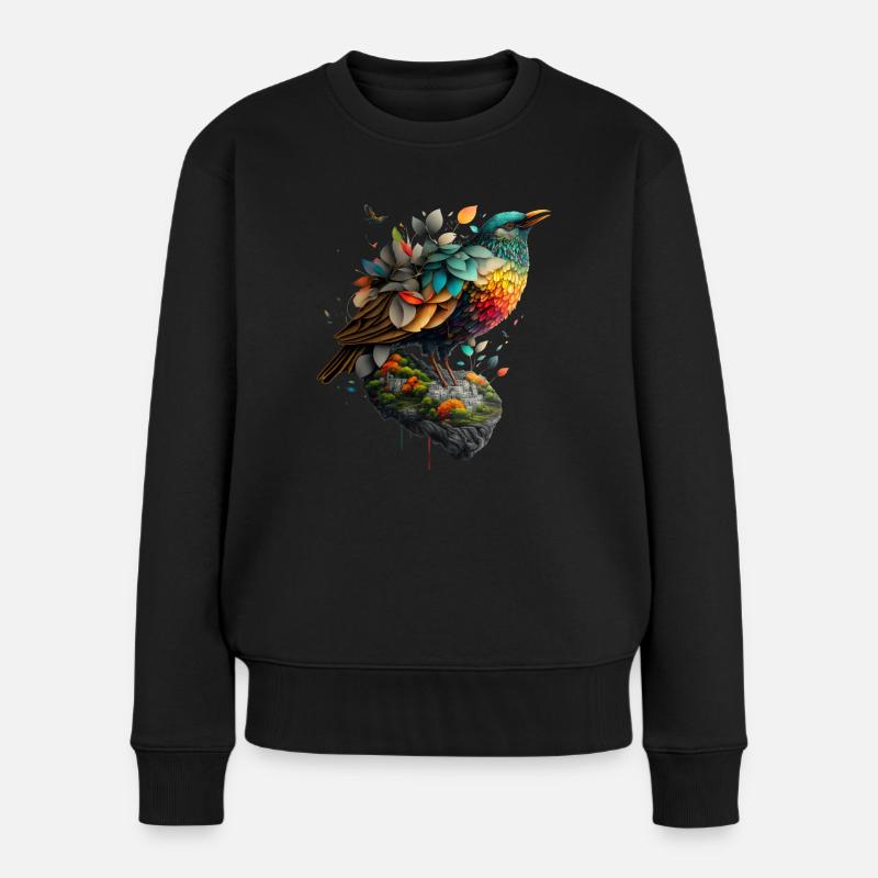 Vogel - Frauen Premium Bio Pullover - Schwarz