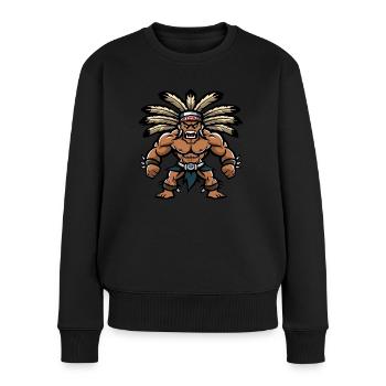 Häuptling Muskeln Bodybuilding - Frauen Premium Bio Pullover - Schwarz - Vorne - Julia (174cm)