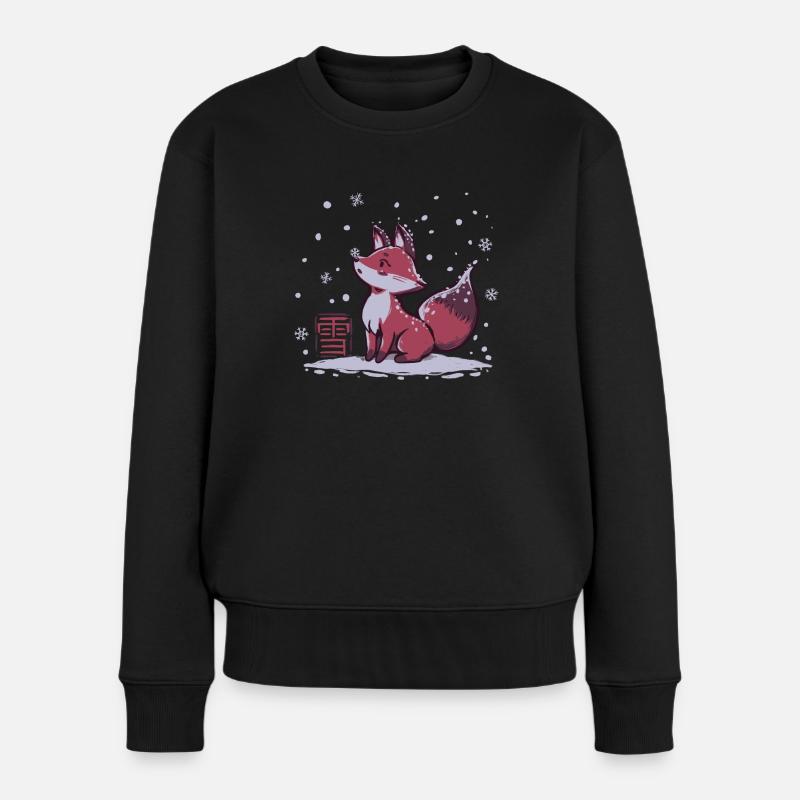 Winter-Schneefuchs - Frauen Premium Bio Pullover - Schwarz