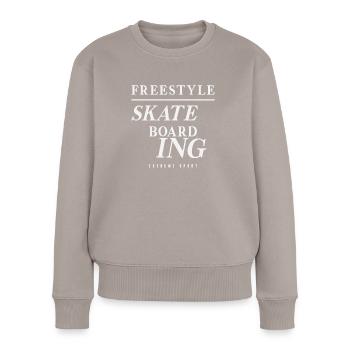 Extremsport Freestyle Skateboarding - Frauen Premium Bio Pullover - Taupe - Vorne - Julia (174cm)