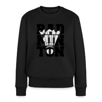 Badminton Logo Design - Frauen Premium Bio Pullover - Schwarz - Vorne - Julia (174cm)