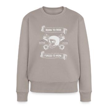 Born To Ride MC Skull Piston Design - Women's Premium Organic Jumper - taupe - Front - Julia (174cm)