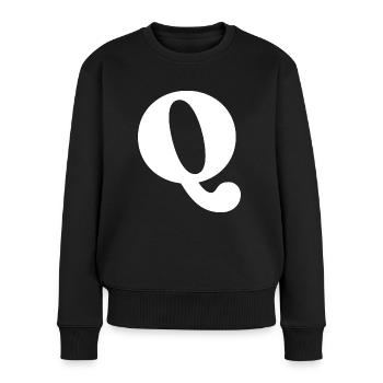 Lettre q - Pull Premium bio Femme - noir - Devant - Julia (174cm)