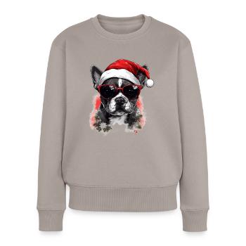 French Bulldog Christmas Dog in the Snow - Women's Premium Organic Jumper - taupe - Front - Julia (174cm)