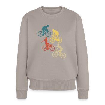 Vintage-Retro-Fahrrad - Frauen Premium Bio Pullover - Taupe - Vorne - Julia (174cm)