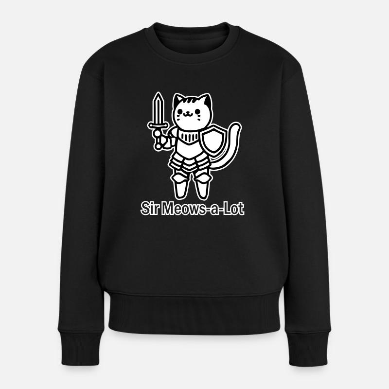 Katzenritter in glänzender Rüstung - Sir Miaut viel Design - Frauen Premium Bio Pullover - Schwarz