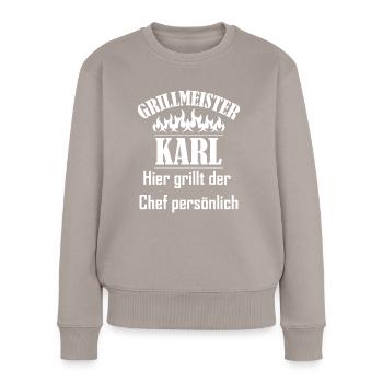 Grillmeister Karl Chef - Frauen Premium Bio Pullover - Taupe - Vorne - Julia (174cm)