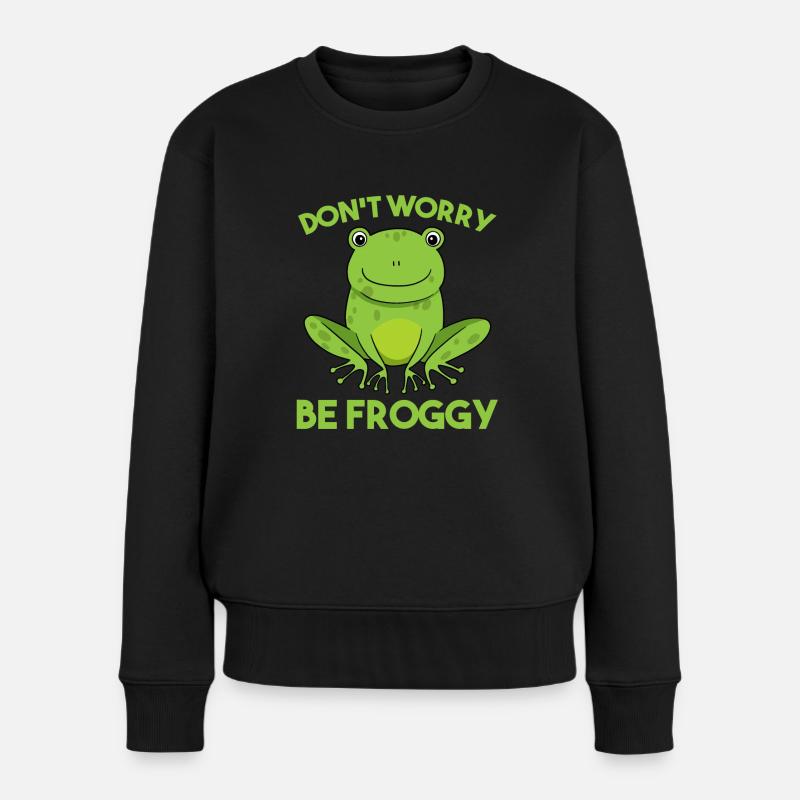 Frosch - Frauen Premium Bio Pullover - Schwarz