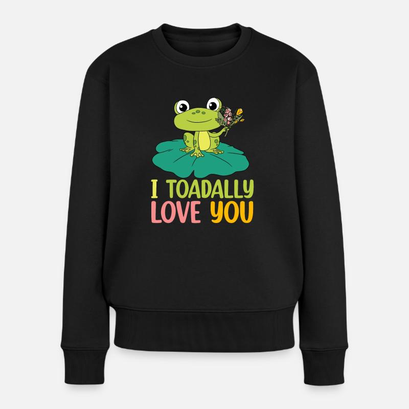 Frosch - Frauen Premium Bio Pullover - Schwarz