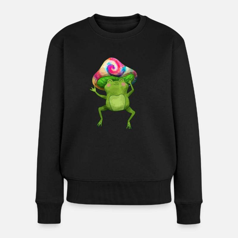 Frosch - Frauen Premium Bio Pullover - Schwarz