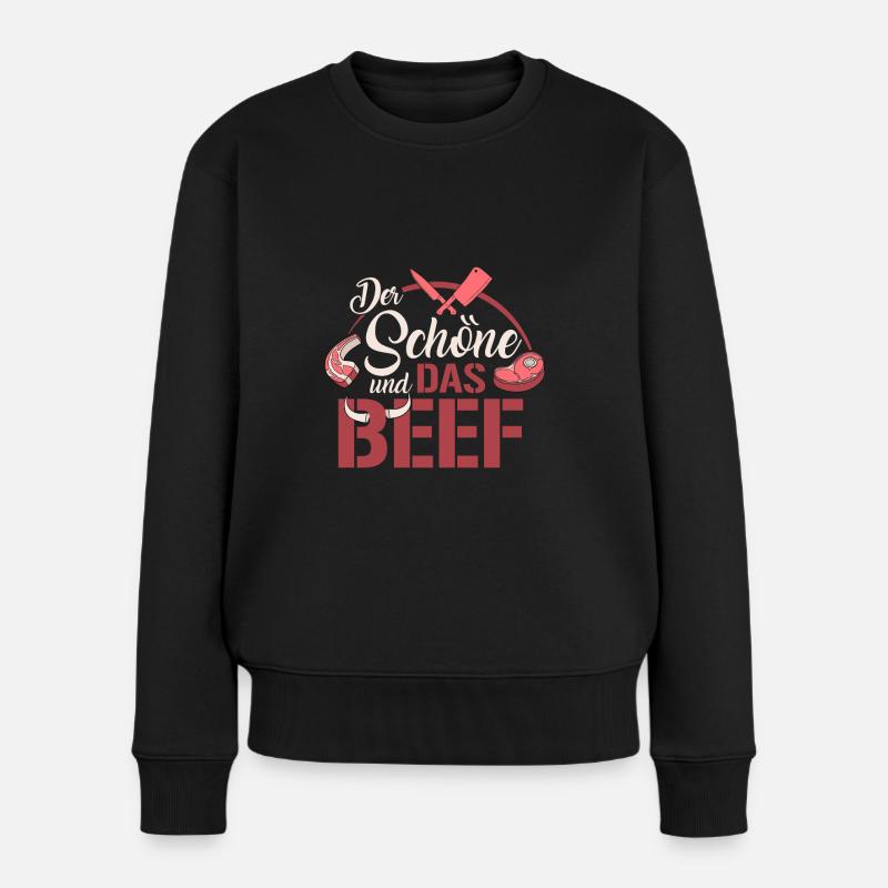 Der Schöne Und Das Beef - Frauen Premium Bio Pullover - Schwarz