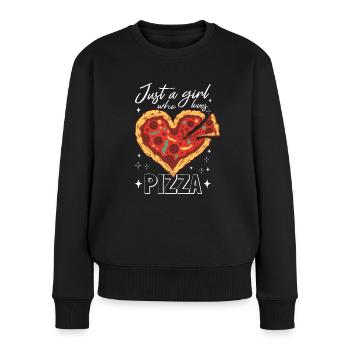 Juste une fille qui aime Pizza Pizza Slice Pizza Heart - Pull Premium bio Femme - noir - Devant - Julia (174cm)
