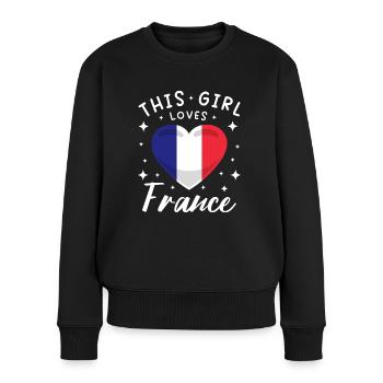 Frankreich Flagge Herz Französische Fahne - Frauen Premium Bio Pullover - Schwarz - Vorne - Julia (174cm)