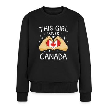 Drapeau du Canada Feuille d’érable Drapeau canadien Canada - Pull Premium bio Femme - noir - Devant - Julia (174cm)