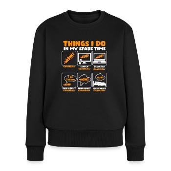 Kettensäge - Frauen Premium Bio Pullover - Schwarz - Vorne - Julia (174cm)