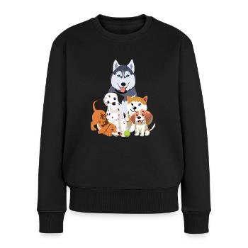 Funny Hunde Team - Frauen Premium Bio Pullover - Schwarz - Vorne - Julia (174cm)