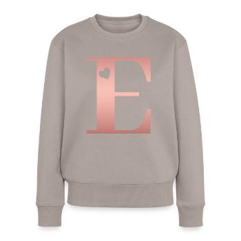 Buchstabe E Roségold - Frauen Premium Bio Pullover - Taupe - Vorne - Julia (174cm)