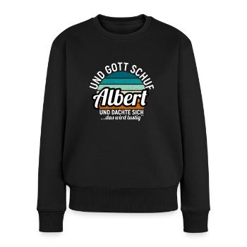 Alfred - Frauen Premium Bio Pullover - Schwarz - Vorne - Julia (174cm)
