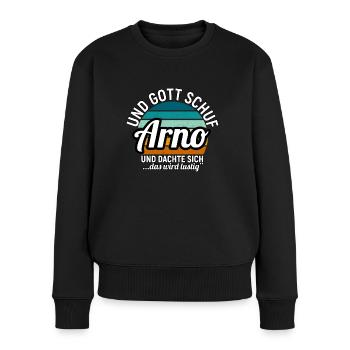 Arthur - Frauen Premium Bio Pullover - Schwarz - Vorne - Julia (174cm)