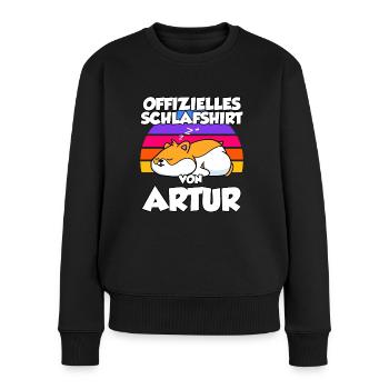 Offizielles Schlafshirt Von Artur - Frauen Premium Bio Pullover - Schwarz - Vorne - Julia (174cm)