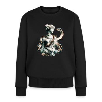 Aphrodite und Schlange mit Double Exposure Effekt - Frauen Premium Bio Pullover - Schwarz - Vorne - Julia (174cm)