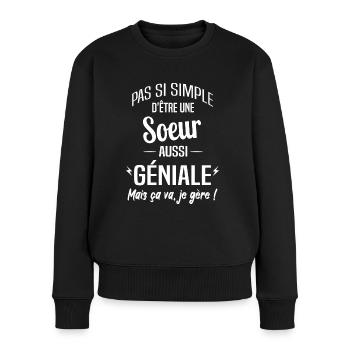 Soeur - Pull Premium bio Femme - noir - Devant - Julia (174cm)