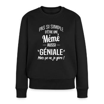 Mémé - Pull Premium bio Femme - noir - Devant - Julia (174cm)