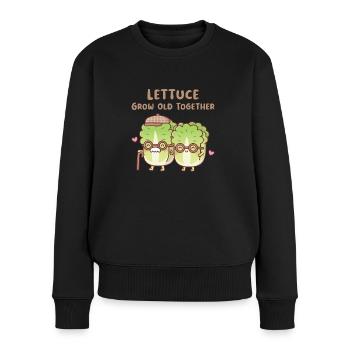 Cute Lettuce Couple Lettuce Grow Old Together - Women's Premium Organic Jumper - black - Front - Julia (174cm)