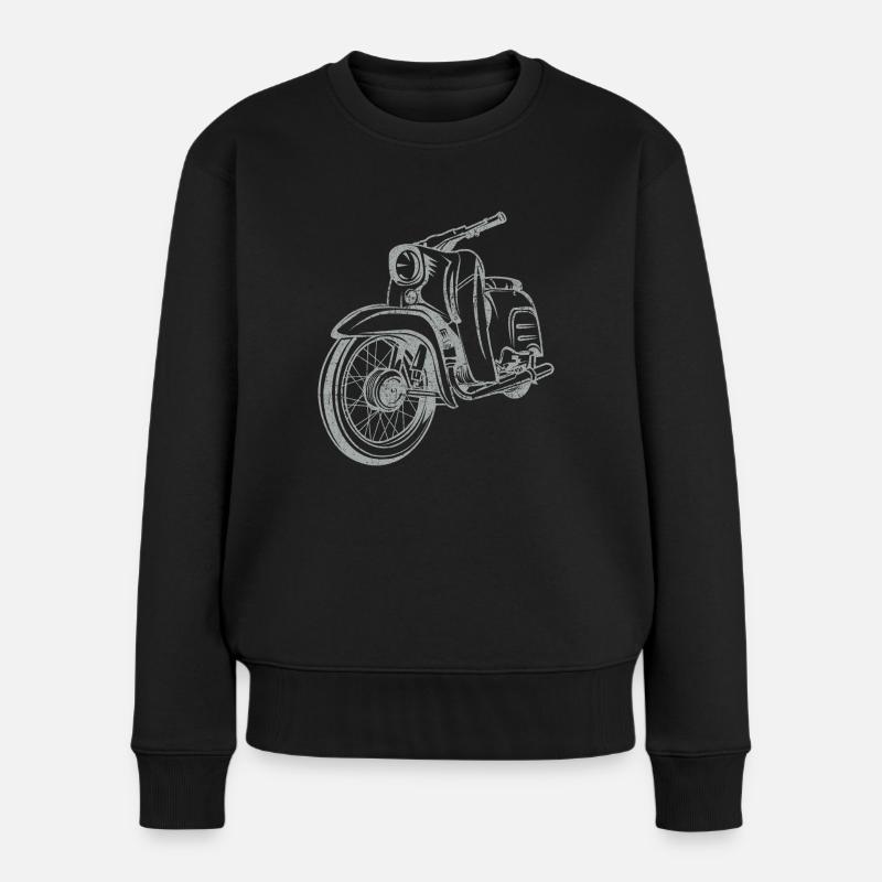 Simson Schwalbe KR51 Vintage Lineart Silhouette - Frauen Premium Bio Pullover - Schwarz