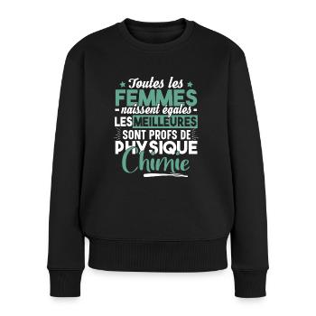 Prof Physique Chimie Professeur Collège Lycée - Pull Premium bio Femme - noir - Devant - Julia (174cm)
