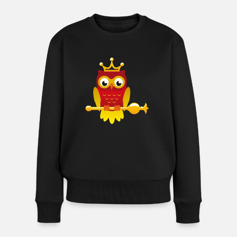 König Eule mit Zepter - Frauen Premium Bio Pullover - Schwarz